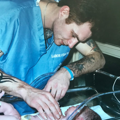 Jason with newborn Andrew